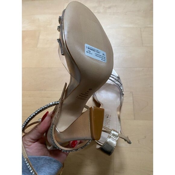 SCHUTZ "Rowenah" jewelled heels gold rhinestones sandals sz 11 - Picture 9 of 12